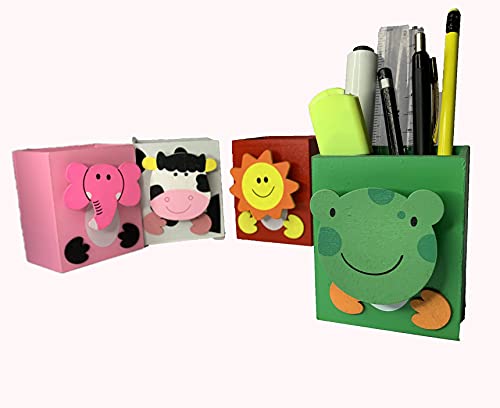 Wooden pencil holder animal designs for kids set of 6/ desk stand for kids/return gift options for kids/2*3*3.5 inches