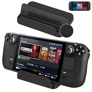 KUNSLUCK Stand Base for Steam Deck/Nintendo Switch 2, Steam Deck Stand with Anti-Slip Silicone Pad (Black)
