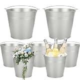 Younthye 6Pcs 6Inch Galvanized Buckets With Handles - Small Metal Flower Pot Planters For Home Decor, Wedding Decorations