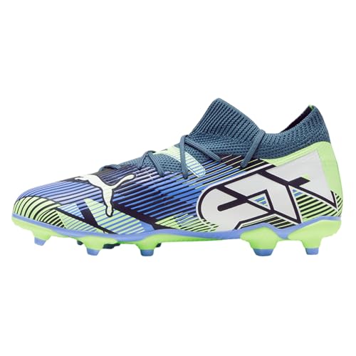 PUMA Kids Boys Future 7 Match Soccer Cleats - Blue, Green, Grey - Size 3 M3