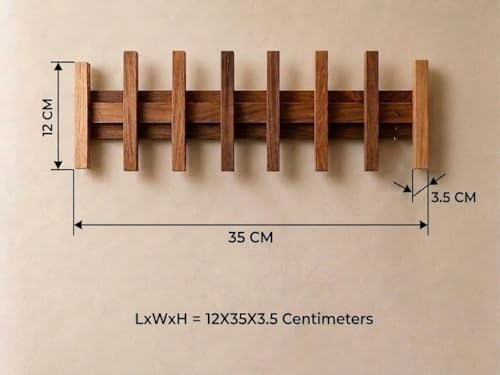 Image of Wooden Wall Mounted Coat Rack with Multiple Hooks, Decorative Wall Hanger for Clothes, Jackets, Bags, Scarves, Towels & Home Organization
