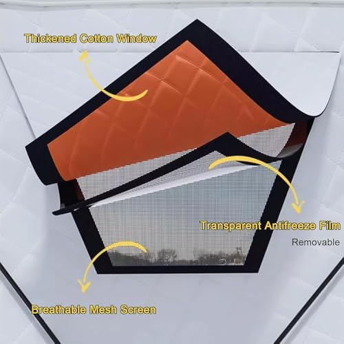 Hexagon Portable Ice Fishing Tent with Insulated Layer, Floor & Stove Jack - Durable Ice Shanty Shelter for Winter Outdoor Activities, Camping & Fishing