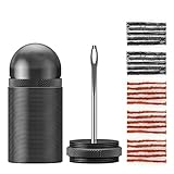 Ancable Tubeless-Fahrradreifen-Reparaturset, Fahrrad Flickzeug für Rennrad- und MTB Reifen, inkl. Aufbewahrungsbox, Stopfen 15 Speck- und 5 Schwarze Streifen und Stopferwerkzeug (Schwarz)