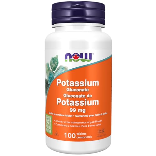 NOW Foods Supplements, Potassium Gluconate 99mg, Easier to Swallow, Essential Mineral*, 100 Tablets