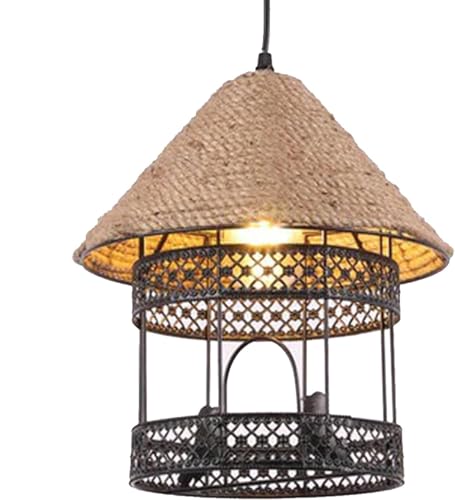 Image of Rustic Hanging Light for Home Metal & Natural Rope Pendant Light with Farmhouse Ceiling Hanging Lamp for, (Bulb not Included) Pack of 2