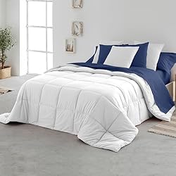 Edredon Aborregado SomniHome Edredon Relleno Nordico Individual Tacto Pluma. Blanco Acolchado Cuadros Liso. Suave Comodo Ligero. Diseño y Calidad. 400 gr. 150x220 cm Cama 80/90 cm
