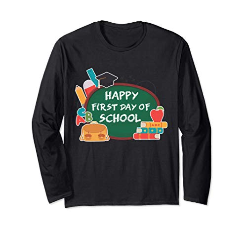 Divertido Estudiante-Profesor Happy First Day Of School Manga Larga