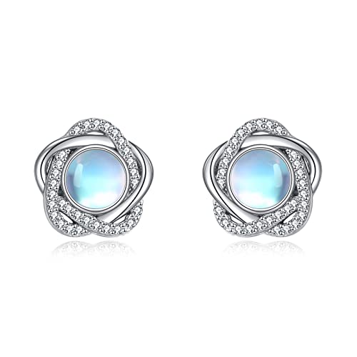 925 Sterling Silver Pearl And Moonstone Stud Earrings Jewelry Gifts For Women Girls #TOP4