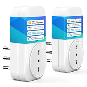 meross Presa Intelligente Italiana Smart Plug (Type L), Spina WiFi, Compatibile con Apple HomeKit Siri, Alexa, Google Assistant e SmartThings, Nessun Hub Richiesto, 16A, 2,4GHz, 2 Pezzi