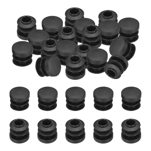 Image of PATIKIL 9 /16 inch Plastic Tubing End Caps, 40Pcs Round Hole Plug Insert for Round Iron Pipe Chair Leg Table Bookshelves Patio Furniture, Black