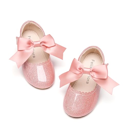 Image of Felix & Flora Toddler Flower Girl Dress Shoes - Baby Girl Ballet Mary Jane Flats for Party School Wedding