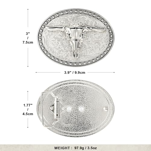 Image of Western Cowboy Belt Buckle for Men Vintage Cowboy Cowgirl Rodeo Texas Buckle Longhorn Bull Belt Buckles