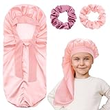 Tyqour Kinder Schlafmütze Bonnet Seidenhaube, Satin Bonnet Schlapphut, Haar Schlapphut Nacht Schlafmütze Gummizug breites Band, Seidenhaube zum Schlafen Satin Haarhaube für Mädchen