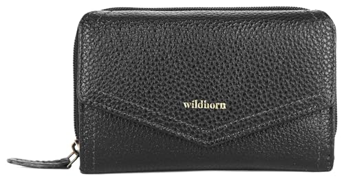 Image of WildHorn Genuine Leather Ladies Wallet - Elegant Women's Clutch Purse with 10 Card Slots, Perfect for Daily Use (Black)