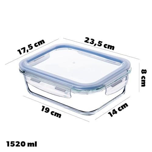 KADAX Glasbehälter Set mit Deckel, 3 Größen 370/1300/1520 ml, luftdichte Frischhaltedosen aus Glas, Vorratsdosen für Meal Prep… – Ansicht 6