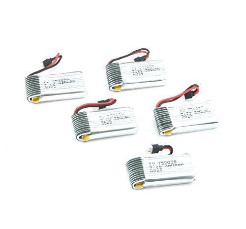 efaso Hubsan X4 H107 C – A24 – 5 x batería 3,7 V, 380 mAh – También válido para Amewi Sky Shadow, rayline 310B, Hubsan H107, H107D, Quadcopter 392, MJX F47