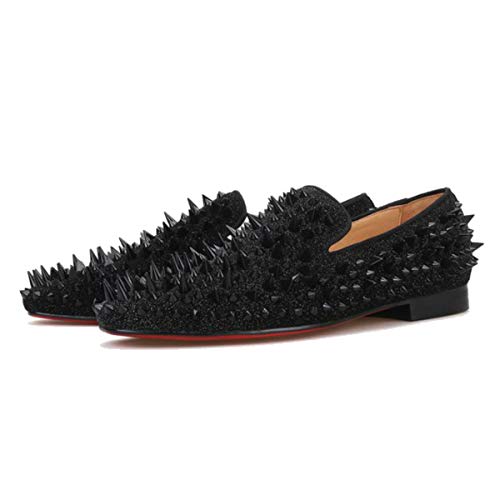 Ferucci men black spikes slippers loafers flat with cry…