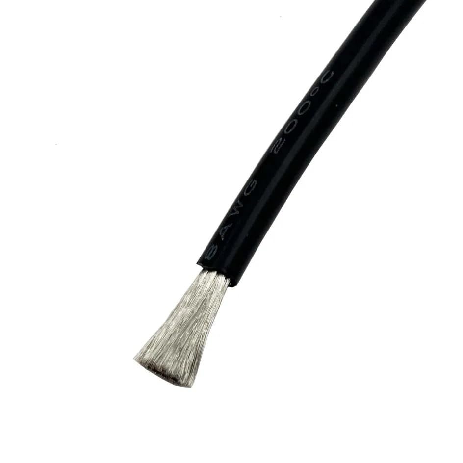Przewód elektryczny, Czarny miękki silikonowy kabel 5 10-metrowy przewody elektryczne do instalacji samochodowych 28 26 24 22 20 18 16 14 12 10 8 6 AWG akumulator samochodowy(6 AWG,1m)