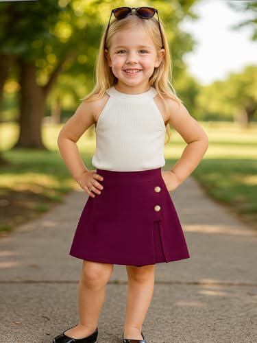 Image of A.T.U.N. (ALL THINGS UBER NICE) Girls Tank Top and Skort Set | Stylish Sleeveless 2 Piece Outfit Set for Kids | Comfortable Soft Fabric Clothing Set for Girls
