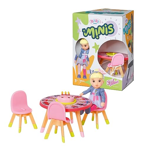 BABY born Minis Geburtstags-Spielset mit Minis-Puppe Lea, Geburtstagstisch...
