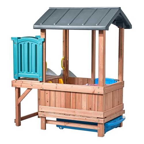 Step2 Woodland Adventure Playhouse & Slide, Kids Outdoor Playset, Backyard Playground Set, Swings, Storage Drawer, Made of Wood & Durable Plastic, Outside Jungle Gym, for Children 3-8 Years Old - image 2
