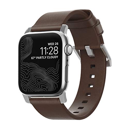 Nomad モダンストラップ Apple Watch 44mm/42mm | 素朴なブラウンホーウィーンレザー | シルバーハードウェア
