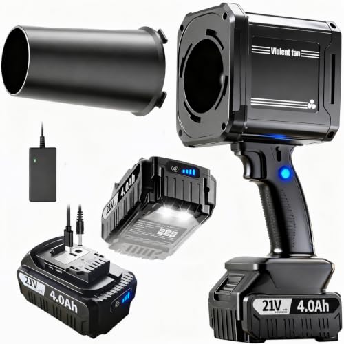 Image of Leaf Blower Cordless with 2x4.0 Ah Battery and Charger[Battery with Outdoor LED Light+Stepless Speed Control] 21V 180MPH Handheld Electric Leaf Blower for Patio & Garden Dust Leaves Cleaning (ブラック)