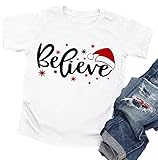 Believe Christmas Shirt Toddler Boys Girls Believe Santa T-Shirt Xmas Short Sleeve Kids Holiday...