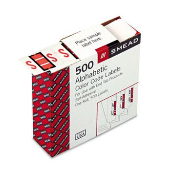 Smead® A-Z Color-Coded End Tab Filing Labels LABEL,FLDR,ENDTB,S-PK,5C (Pack of8)
