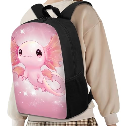 Middle School Backpack Axolotls Backpack 17Inch Teens Laptop Backpack with Mesh Side Pocket,Lightweight Sport Bag Travel Bag for Girls4