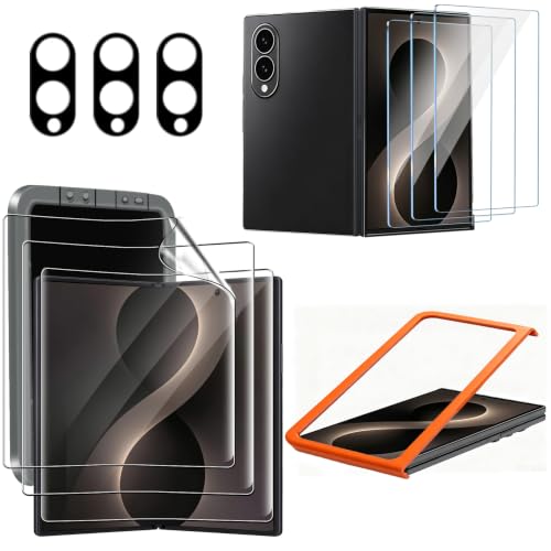 Image of Ferilinso Screen Protector for Samsung Galaxy Z Fold 8, Tempered Glass Back | 3 Pack, 9H+ Hardness, Military-Grade Shatterproof, Case Friendly, Easy Installation Bubble Free, with Camera Lens Protector
