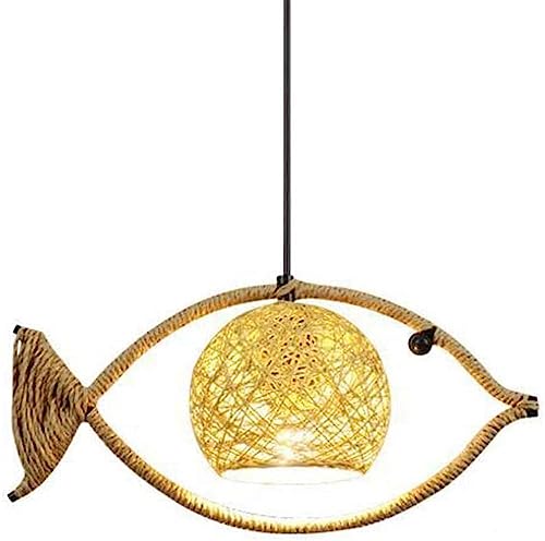 Lámpara colgante de bambú ajustable que elimina las luces frías del bar