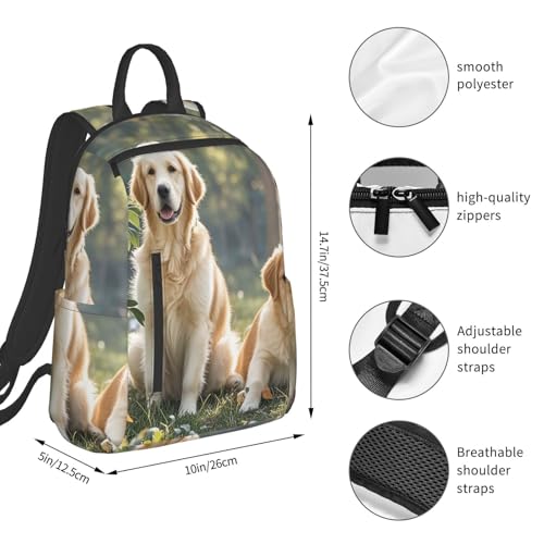 Backpack 14.7 inch Lightweight Large Bookbag Golden Retriever dogs puppies pets Daypack for Travel Office Work2