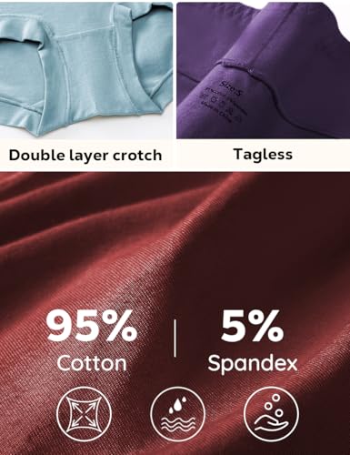 Image of ALLBASE 5 Pack Womens Cotton High Waisted Full Coverage Underwear(Regular & Plus Size)