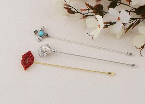 Image of Alilang 3Pcs Vintage Style Hat Lapel Brooch Pins with Flexible Bendable Design for Secure Fit on Hats, Scarves, and Suits