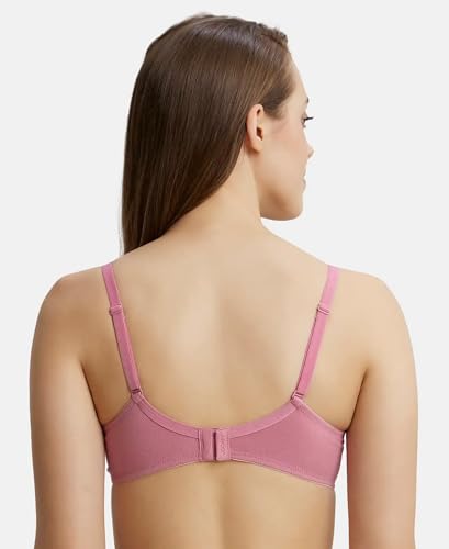 Image of Jockey FE23 Women's Wirefree Padded Super Combed Cotton Elastane Stretch Medium Coverage Multiway Styling T-Shirt Bra with Detachable Straps