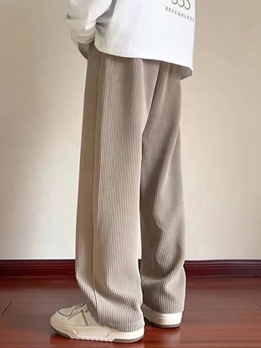 ZAFUL Mens Corduroy Pants Straight Leg Drawstring Elastic Waist Casual Pants Lounge Baggy Trousers with Pockets3