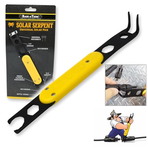 Rack-A-Tiers Solar Serpent - 5-in-1 Multipurpose Solar Connector Tool for MC4, T4, PV4, PV4-S, and...