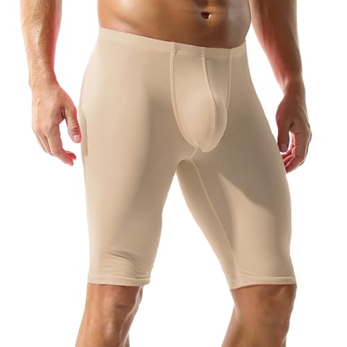 YUFEIDA Men's Compression Half Tights Leggings Sheer Swimwear Shorts Trunks Pant3