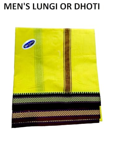 Image of Rameshwaram Fabrics 2.25 Mtr Cotton Lungi Dhoti for Men