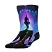 Meaudiwes Fashion Dress Decor Socks, Comfortable Work Leisure Sports Socks For Girls And Boys Nine Chakra Yoga Meditation Lotus Blue Mandala