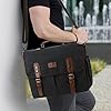 RAVUO Sac Bandouliere Homme,Résistant à l'eau 15.6 Pouces Sacoche Ordinateur Portable Cartable Homme Sac Messager en Toile Vintage Sacoche Bandouliere Mallette pour l'École,Travail,Université #5
