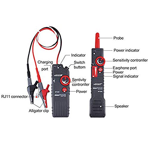 KOLSOL Underground Cable Wire Locator Network Cable Tester with Anti-Interference to Locate Pet Fence Wires, Metal Pipes High & Low Voltage Wire Tracker NF-820