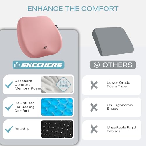 Image of Skechers Seat Cushion Premium Gel & Memory Foam-Office Chair Cushion for Tailbone Pain Relief,Butt Pillow for Office Chair,Car seat Cushion,Long Sitting Office Workers,and Car Drivers,Pink