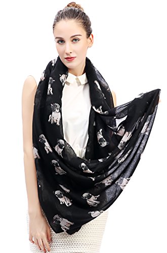 Lina & Lily Pug Dog Print Women's Infinity Scarf Lightweight, Gift for Dog Lover4