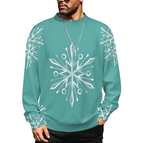 MoBlinko Mens Sweater Winter Snowflakes Sweaters for Men Crew Neck Sweater for Men Lightweight Pullover
