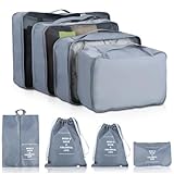 Set di 8 Packing Cubes - Organizer Valigia - Organizer per Valigie - Borse da Viaggio Impermeabili, sistema di Organizzazione per Valigie e zaini ideale per vacanze e viaggi(Grigio)
