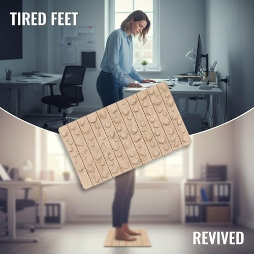 Alfombra de reflexología con grano de madera, 50 x 30 cm, cojín plegable de acupresión para pies, masajeador portátil para spa y relajación después del entrenamiento miniatura 4