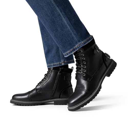 Bruno Marc Bruno Marc Men's Motorcycle Boots Oxford Dress Boot,Size 9,Black,Philly_10