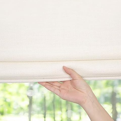AureSun Cordless Roman Shades Window Blinds, Blackout Custom Fabric Window Roman Shades, Cream White Roman Shades for Windows, Dining Room, Garage, Kids Room Cover